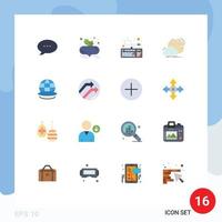 Mobile Interface Flat Color Set of 16 Pictograms of globe inspiration keyboard innovation creative Editable Pack of Creative Vector Design Elements