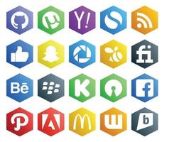 paquete de 20 íconos de redes sociales que incluye adobe facebook picasa open source blackberry vector