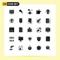 Pack of 25 creative Solid Glyphs of setting map transportation gps thumbs up Editable Vector Design Elements