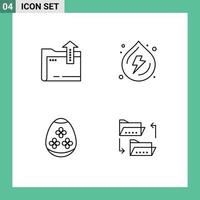 Group of 4 Filledline Flat Colors Signs and Symbols for folder egg storage water holidays Editable Vector Design Elements