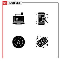 4 Creative Icons Modern Signs and Symbols of access energy key mobile power Editable Vector Design Elements