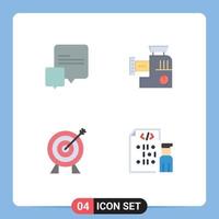 Pictogram Set of 4 Simple Flat Icons of chat investment mixer mix coding Editable Vector Design Elements