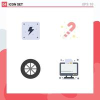 4 Thematic Vector Flat Icons and Editable Symbols of electricity diagram candy cane tire graph Editable Vector Design Elements