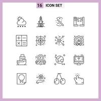 paquete de iconos de vector de stock de 16 signos y símbolos de línea para elementos de diseño de vector editables de palo de control de desarrollo de torniquetes de calculadora