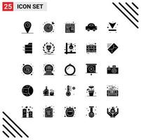 Pictogram Set of 25 Simple Solid Glyphs of copier up browser seo arrows vehicles Editable Vector Design Elements