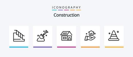 Construction Line 5 Icon Pack Including crane. architecture. bricks. ruler. meter. Creative Icons Design vector