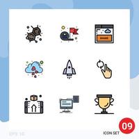 9 Creative Icons Modern Signs and Symbols of spaceship fall interface love cloud Editable Vector Design Elements