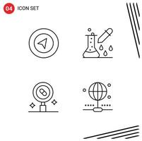 Pictogram Set of 4 Simple Filledline Flat Colors of map health chemical test pipette dropper medicine Editable Vector Design Elements