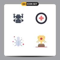 Set of 4 Commercial Flat Icons pack for action protection media bug award Editable Vector Design Elements