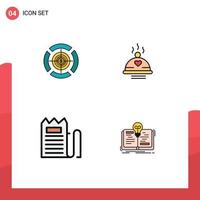 Set of 4 Modern UI Icons Symbols Signs for dart checkout dollar bbq invoice Editable Vector Design Elements