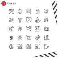 Pack of 25 Modern Lines Signs and Symbols for Web Print Media such as growth software shop meter file Editable Vector Design Elements