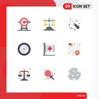 9 Thematic Vector Flat Colors and Editable Symbols of wedding heart judgment disk stomatology Editable Vector Design Elements