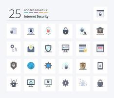 Internet Security 25 Flat Color icon pack including search. locked. security. lock. lock vector