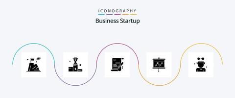 Business Startup Glyph 5 Icon Pack Including graph . win . document. agreement vector