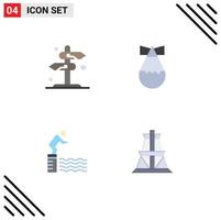 Set of 4 Commercial Flat Icons pack for board jump checkmark military pool Editable Vector Design Elements