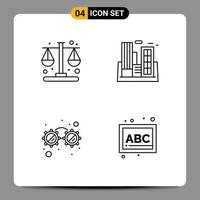 4 Thematic Vector Filledline Flat Colors and Editable Symbols of business fancy glasses balance polution party Editable Vector Design Elements
