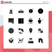 Modern Set of 16 Solid Glyphs and symbols such as search image education up arrow Editable Vector Design Elements