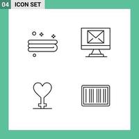 Pack of 4 Modern Filledline Flat Colors Signs and Symbols for Web Print Media such as clean barcode compose heart ecommerce Editable Vector Design Elements