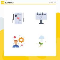 4 concepto de icono plano para sitios web móviles y aplicaciones desarrollo de teléfonos eslogan madre nube lluvia elementos de diseño vectorial editables vector