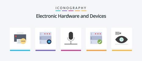 Devices Flat 5 Icon Pack Including camcorder. server. audio. database. record. Creative Icons Design vector