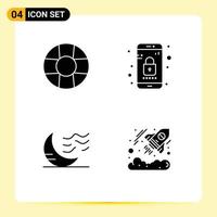 Group of Solid Glyphs Signs and Symbols for help sleep lock climate business Editable Vector Design Elements