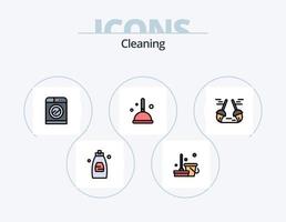 paquete de iconos lleno de línea de limpieza 5 diseño de iconos. máquina. esponja. limpio. limpieza. familiar vector