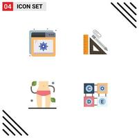 User Interface Pack of 4 Basic Flat Icons of help clip setting pencil waist Editable Vector Design Elements