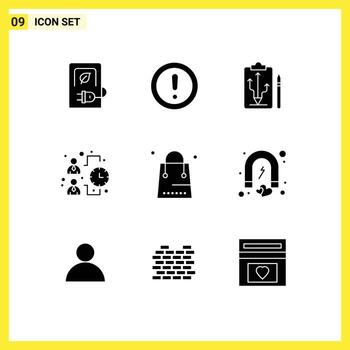 Modern Set of 9 Solid Glyphs and symbols such as team business question think strategy Editable Vector Design Elements