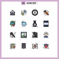 Set of 16 Modern UI Icons Symbols Signs for earth food decoration diet window Editable Creative Vector Design Elements