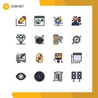 16 Creative Icons Modern Signs and Symbols of diamond soldier social media pilot time Editable Creative Vector Design Elements