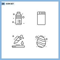 Editable Vector Line Pack of 4 Simple Filledline Flat Colors of bottle science water drop egg Editable Vector Design Elements