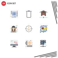 Mobile Interface Flat Color Set of 9 Pictograms of ambient pharmacy home medicine chemist Editable Vector Design Elements