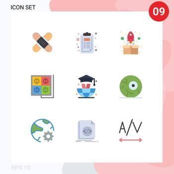 Flat Color Pack of 9 Universal Symbols of socket construction creative building up Editable Vector Design Elements