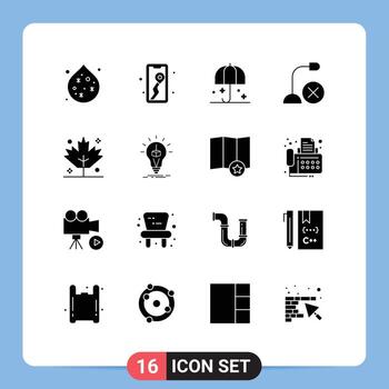 Set of 16 Modern UI Icons Symbols Signs for holiday hardware protection gadget computers Editable Vector Design Elements