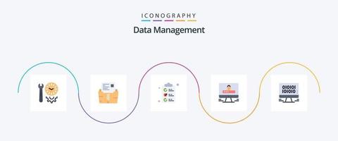 Data Management Flat 5 Icon Pack Including security. internet. file. computer. shopping vector