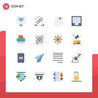 Flat Color Pack of 16 Universal Symbols of network ethernet website connection water Editable Pack of Creative Vector Design Elements