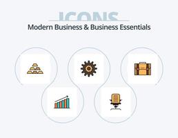 diseño de icono de paquete de 5 iconos llenos de líneas esenciales de negocios y negocios modernos. favorito. libro. diente. marcador. rueda vector