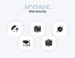 Web Security Glyph Icon Pack 5 Icon Design. error. encoding. secret. data encryption. protection shield vector