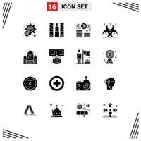 Modern Set of 16 Solid Glyphs and symbols such as landmark centre block growth canada danger Editable Vector Design Elements