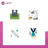paquete de 4 iconos planos creativos de elementos de diseño vectorial editables de inyección de lámpara de estudio de compra vector