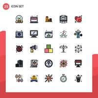 Pictogram Set of 25 Simple Filled line Flat Colors of web data store analytics appartment Editable Vector Design Elements