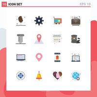 16 Thematic Vector Flat Colors and Editable Symbols of screw bag computer complete business Editable Pack of Creative Vector Design Elements