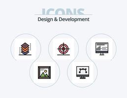 Design and Development Line Filled Icon Pack 5 Icon Design. globe. design. programing. anchor. direction vector