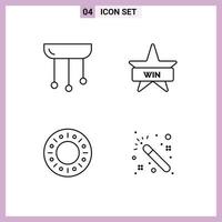 Set of 4 Modern UI Icons Symbols Signs for chandelier bakery interior badges food Editable Vector Design Elements