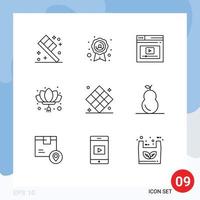 Group of 9 Outlines Signs and Symbols for chess new year web new chinese Editable Vector Design Elements