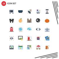 Set of 25 Modern UI Icons Symbols Signs for locked cart memory add ddos Editable Vector Design Elements
