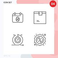 paquete de 4 signos y símbolos de colores planos de línea de relleno modernos para medios de impresión web, como elementos de diseño de vectores editables para el desarrollo de productos de día ágil de calendario