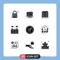 conjunto de 9 iconos de interfaz de usuario modernos signos de símbolos para elementos de diseño vectorial editables de transferencia de librería gráfica de gabinete de rack vector