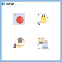 4 User Interface Flat Icon Pack of modern Signs and Symbols of analytics construction present sell knowledge Editable Vector Design Elements