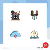 User Interface Pack of 4 Basic Filledline Flat Colors of discount cloud property up sync Editable Vector Design Elements